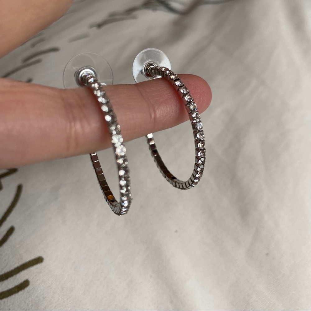 Small Rhinestone Hoop Earrings